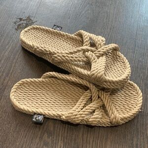 Women’s Tan Braided Rope Slide Sandals
